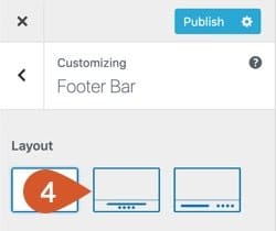 Choose the layout for the footer bar either one on top of the other or side by side.