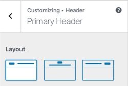 WPHubSite Theme customizer primary header formatting options.