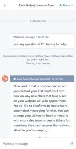 Example chat from the HubSpot iOS app.
