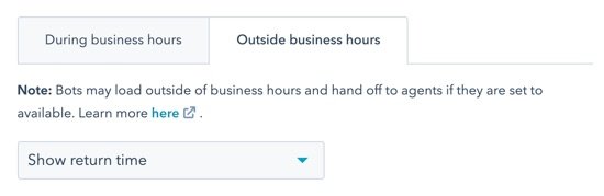 Choose outside business hours and what shows up when chat is opened.
