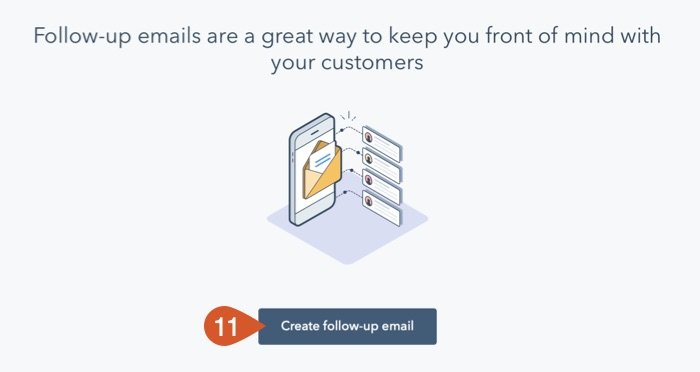HubSpot create follow-up email screen