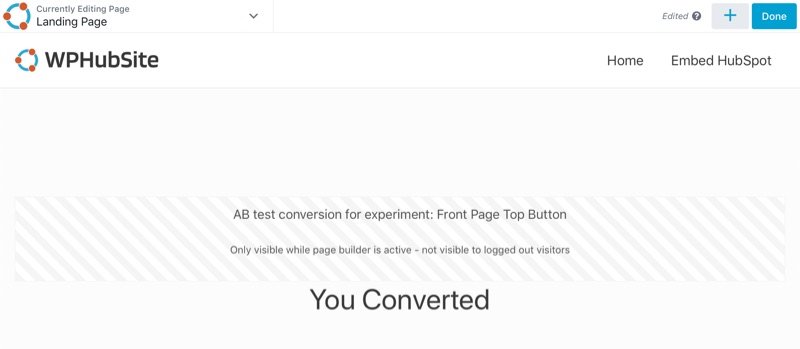 The conversion module placed on a Site Builder page.
