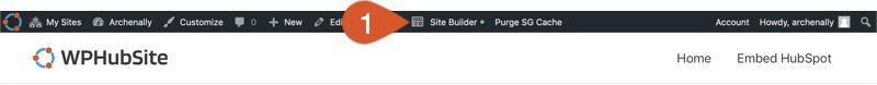 Open the Site Builder from a WPHubSite page.