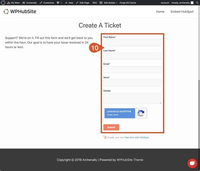 Make sure your HubSpot support form shows up and looks the way you'd like.