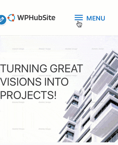 WPHubSite Mobile Header Menu Style: Full Screen