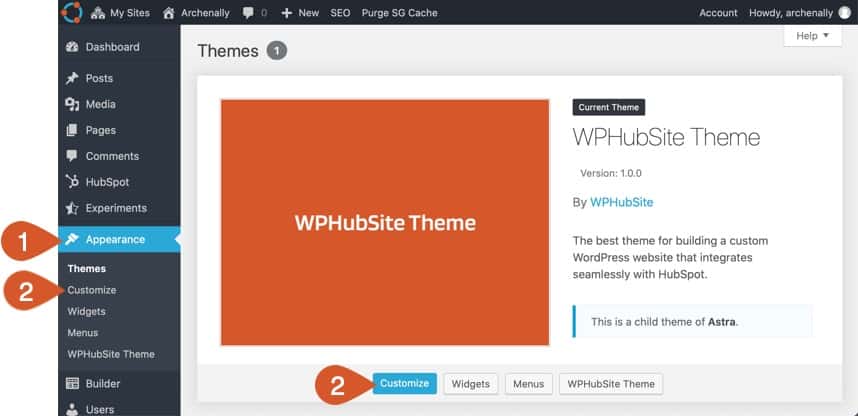 Access the WordPress customizer to customize Pro Modules.