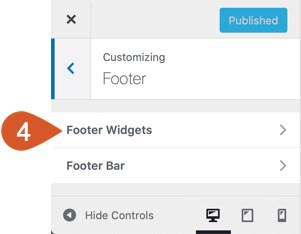 WPHubSite WordPress customizer Footer Widgets option.