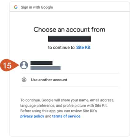 Google account selection screen.