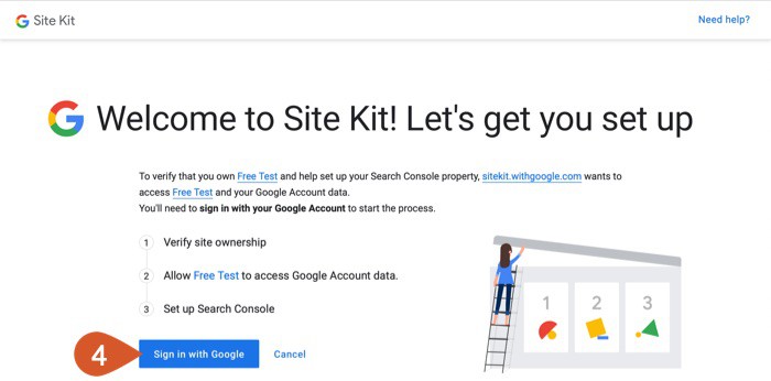 Google Site Kit setup introduction.